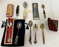 (9) Souvinier Spoons, Case Pocket Knife & More