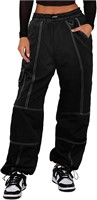 Y2K Cargo Pants Black-stitch X-Lg