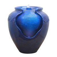 Glazed Urn Pot Floor Fountain - Royal Blue