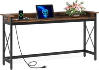70.9 Sofa Table  Outlets  USB Ports  Brown