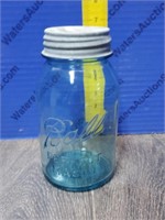 VINTAGE Blue BALL Quart Jar