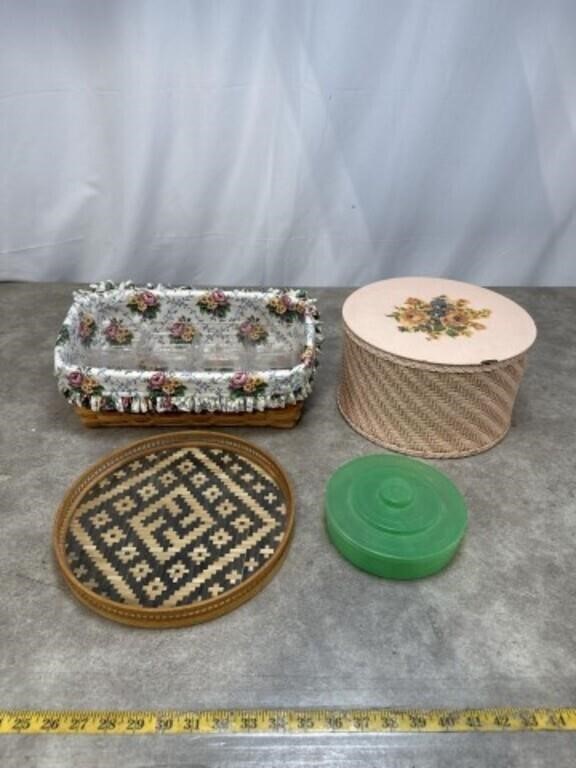 Wicker sewing basket with lid and organizer