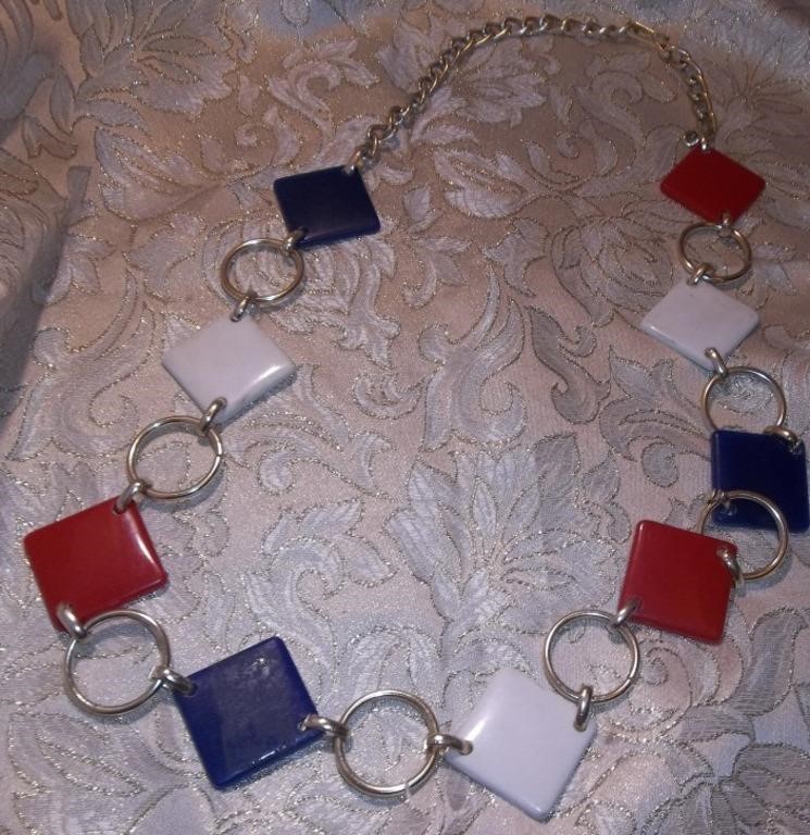 MCM Red, White and Blue Chain Belt