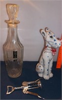 Vtg Scotch Spotted Dog & Cut Glass Decanters