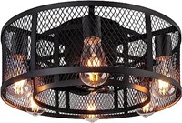 Ohniyou 21" Cage Ceiling Fans with Lights, Indust