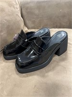Black Loafer Chunky Heels Size 10