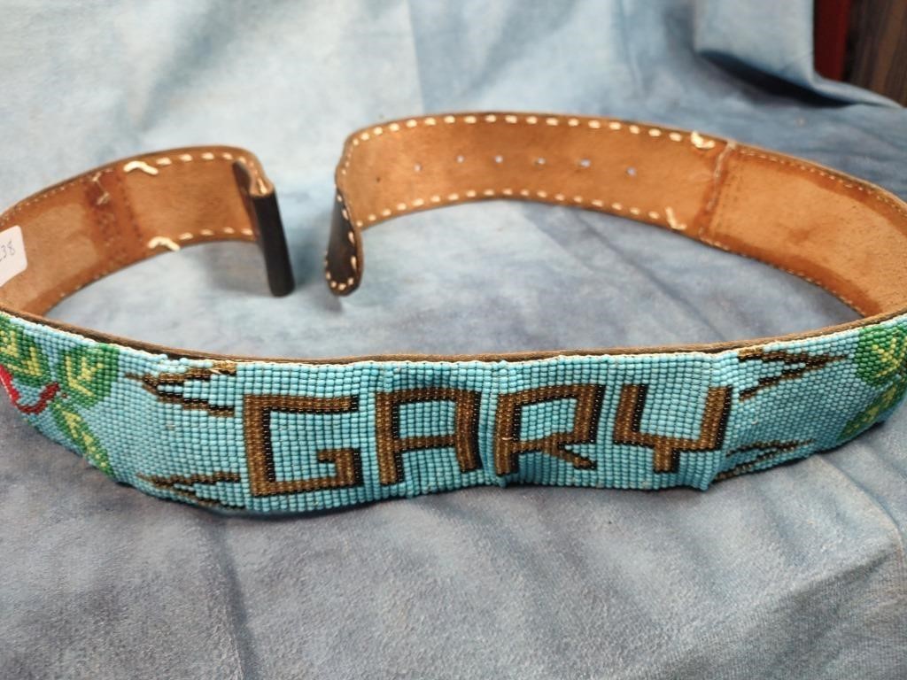 Leather & Beaded 'GARY' Belt, 40"