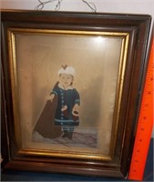 Antique B & W Overpainted Baby Photo