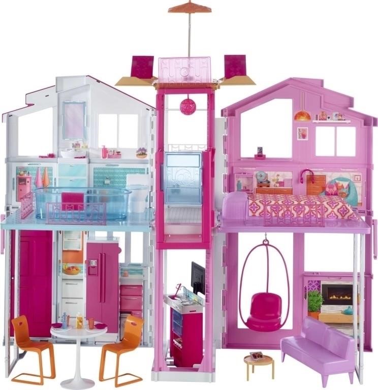 Barbie Doll House, 3-Story Townhouse with 4 Rooms