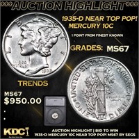 ***Auction Highlight*** 1935-d Mercury Dime Near T