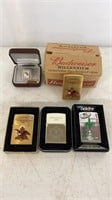 Lot of Zippo Lighters and 10k Gold Emblem