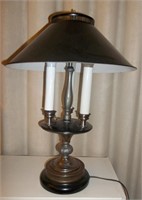 Vtg Bouillotte Style Blk Metal Table Lamp