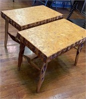 Pair of Natural Wood End Tables, Hand Crafted