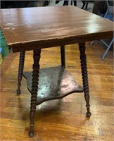 Vintage Spindle Leg Library Table, 24" Sq & 29" T