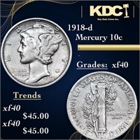 1918-d Mercury Dime 10c Grades xf