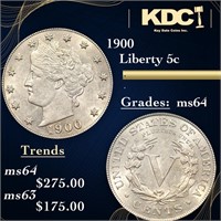 1900 Liberty Nickel 5c Grades Choice Unc