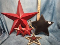 (5) Metal Decor Stars, Various Sizes, 5"-16"
