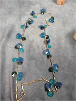 28" Vintage Blue Bead Necklace