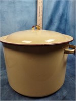 Yellow Enamelware Lidded 11" Pot