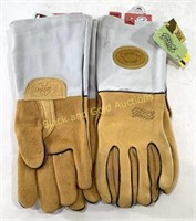 (2) New Large Caiman Genuine Elk Skin Work Gloves