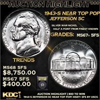 ***Auction Highlight*** 1943-s Jefferson Nickel Ne