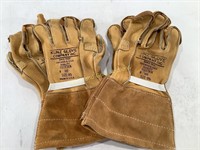 (2) Kunz Glove Company Size 9.5 Buckskin Gloves