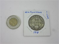 0.50$ Newfoundland 1918 silver