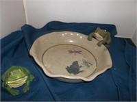 Stoneware Frog Bowl & Resin Figurines