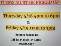 .....Please note pick-up days & tiimes......