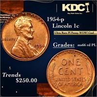 1954-p Lincoln Cent 1c Grades Gem++ Unc Rd PL