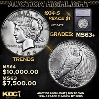 ***Auction Highlight*** 1934-s Peace Dollar $1 Gra