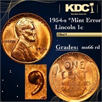 1954-s Lincoln Cent *Mint Error* 1c Grades GEM+ Un