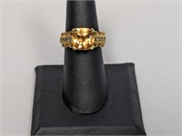 Vermeil/.925 Sterling Yellow Stone Ring Sz 7