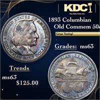 1893 Columbian Old Commem Half Dollar 50c Grades S