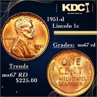 1951-d Lincoln Cent 1c Grades GEM++ Unc RD