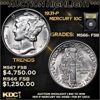 ***Auction Highlight*** 1931-p Mercury Dime 10c Gr
