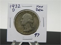 1932-D Washington Silver Quarter - Key Date