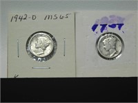 Pair of Mercury Silver Dimes
