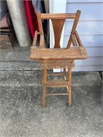 Vintage Wooden Baby High Chair