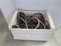 WOOD CRATE WITH JUMPER CABLES