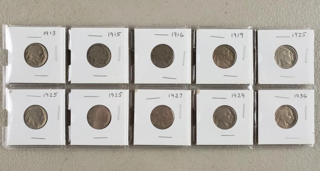10ct Buffalo Nickels 1913-1936