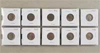 10ct Buffalo Nickels 1913-1936