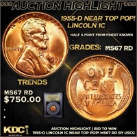***Auction Highlight*** 1955-d Lincoln Cent Near T