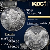 1883-p Morgan Dollar $1 Grades Choice Unc+ PL