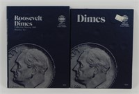 2 Roosevelt Dime Books with 82 Roosevelt Dimes