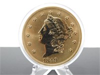 1849 Liberty Head $20 Gold Replica