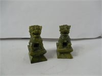Pair Of Jade Carved Fu Dogs