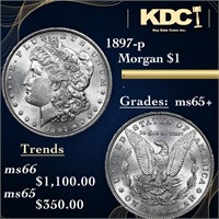 1897-p Morgan Dollar $1 Grades GEM+ Unc