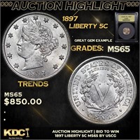 ***Auction Highlight*** 1897 Liberty Nickel 5c Gra