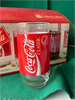 8 16 oz Coca Cola Glasses in box